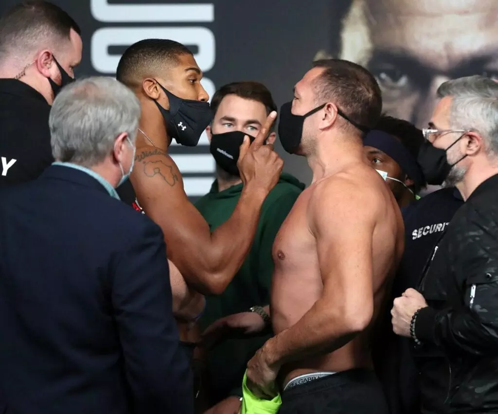 Anthony Joshua-Kubrat Pulev Exchanged Barbs Weighing In Friday