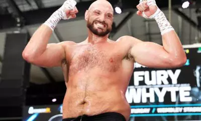 Tyson Fury outside the ring: Tyson Fury at media workout before Dillian Whyte fight.