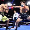 Ahmed Hefny (L) and Richard Torrez Jr (R) exchange punches during their heavyweight fight at The Hulu Theater at Madison Square Garden on October 29, 2022 in New York City.