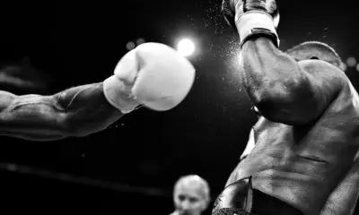 Boxers fighting in the ring