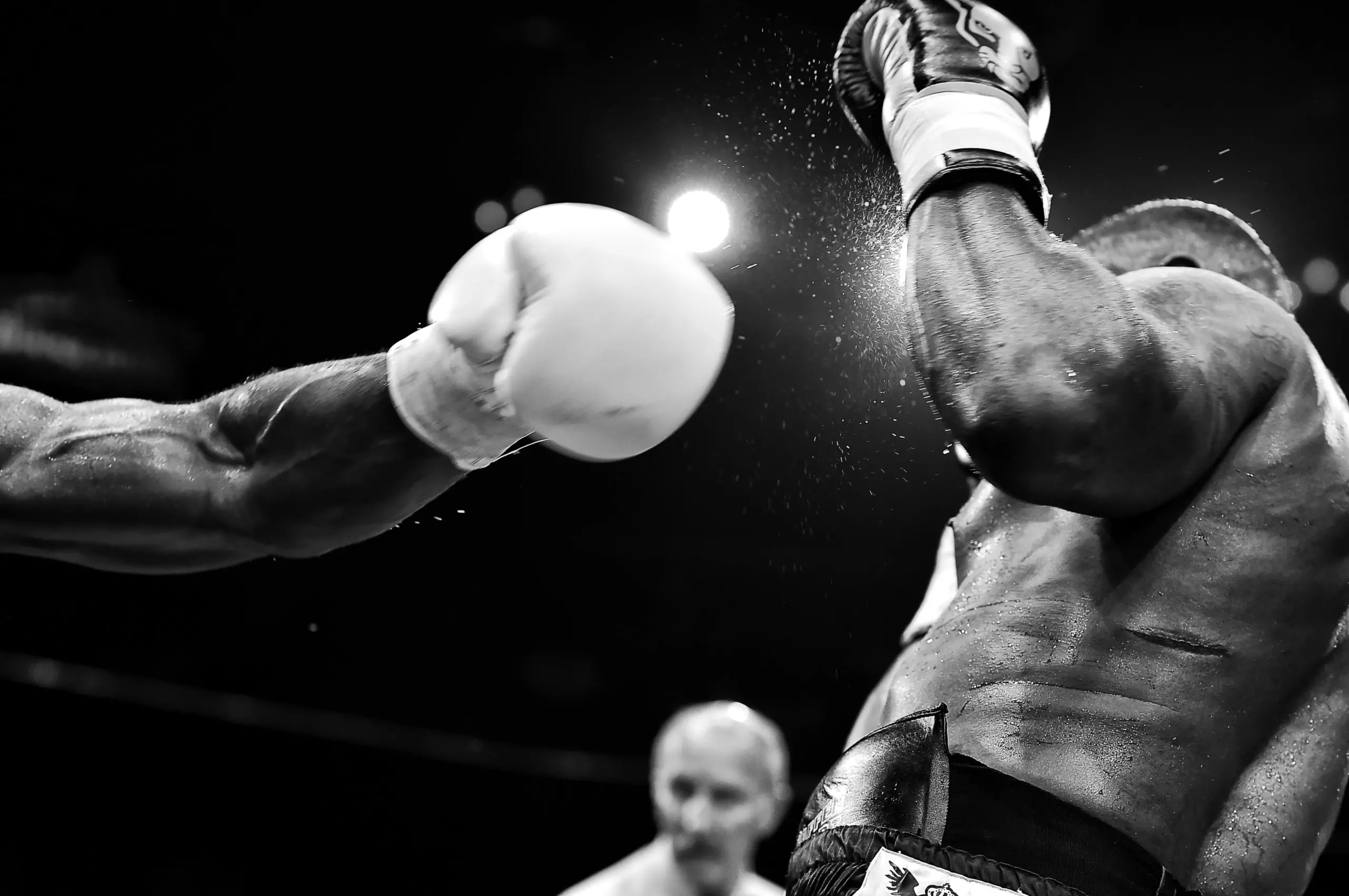 Boxers fighting in the ring