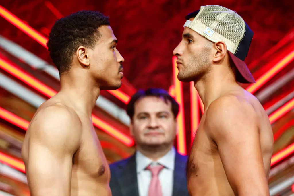 LR BOXINGINSIDER ON DAZN WEIGH IN CEBALLO VS VERON TRAPPFOTOS 04262023 7482