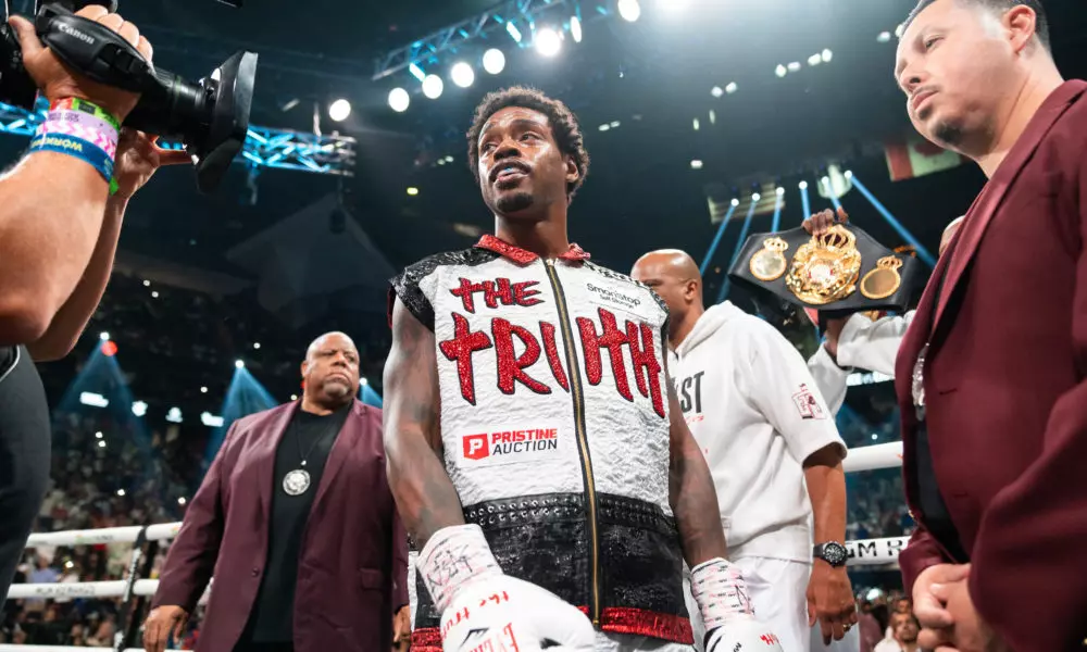 Errol Spence Jr in the ring before Terence Crawford fight