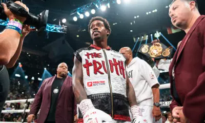 Errol Spence Jr in the ring before Terence Crawford fight