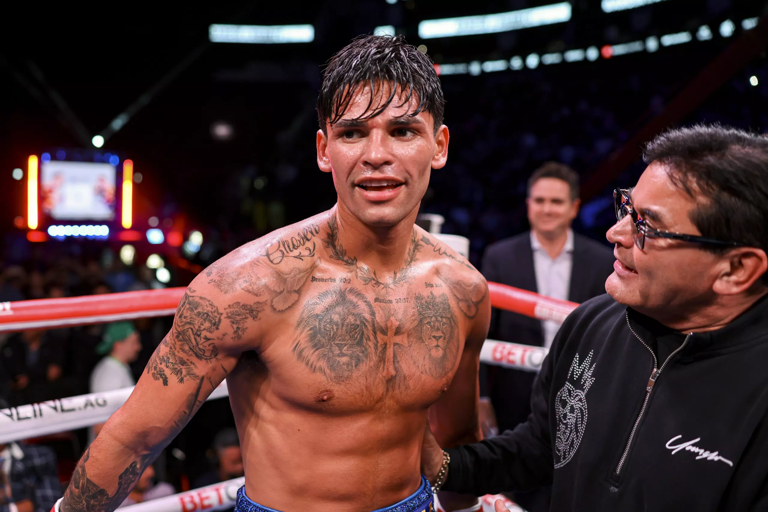 Ryan Garcia in the ring after victory against Oscar Duarte