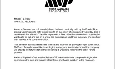 Amanda Serrano vs. Nina Meinke: Late Injury Causes Main Event Cancellation