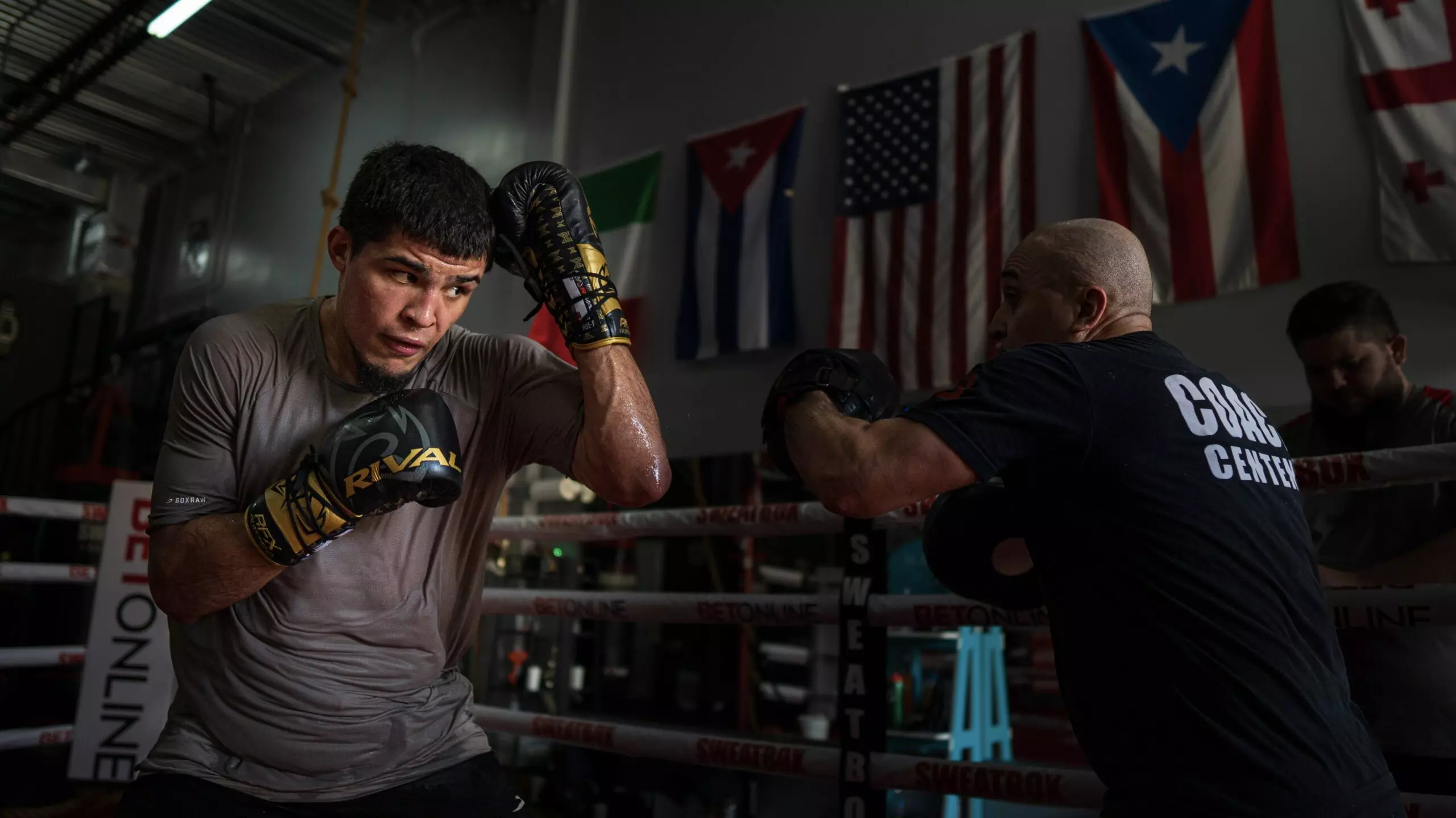 Xander Zayas working on the pads in camp