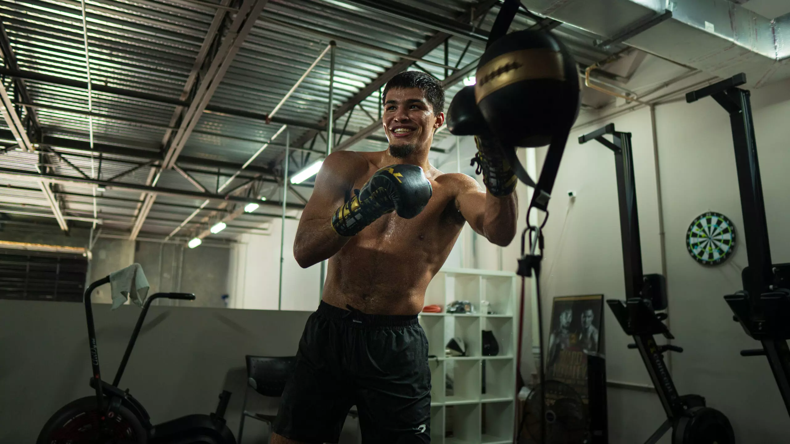 June boxing schedule: Xander Zayas Camp Photo on the speed bag
