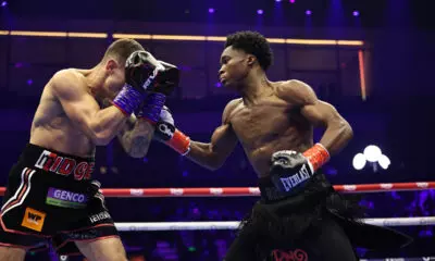 Abdullah Mason vs Joe Cordina: Abdullah Mason punching Sam Noakes