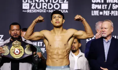 Jaime Munguia at weigh in before Armando Resendiz May 2 fight