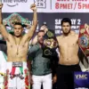 Gilberto Ramirez and David Benavidez stand side by side