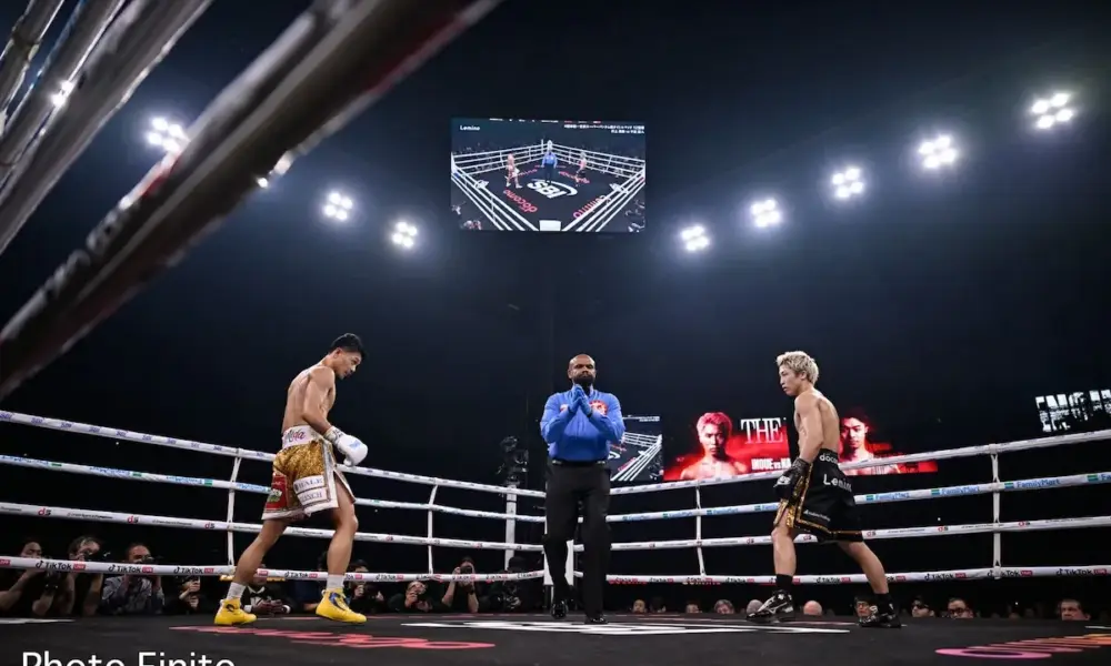 Junto Nakatani across the ring from Naoya Inoue