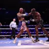 Daniel Dubois lands huge punch on Fabio Wardley during their May 9 heavyweight world title fight