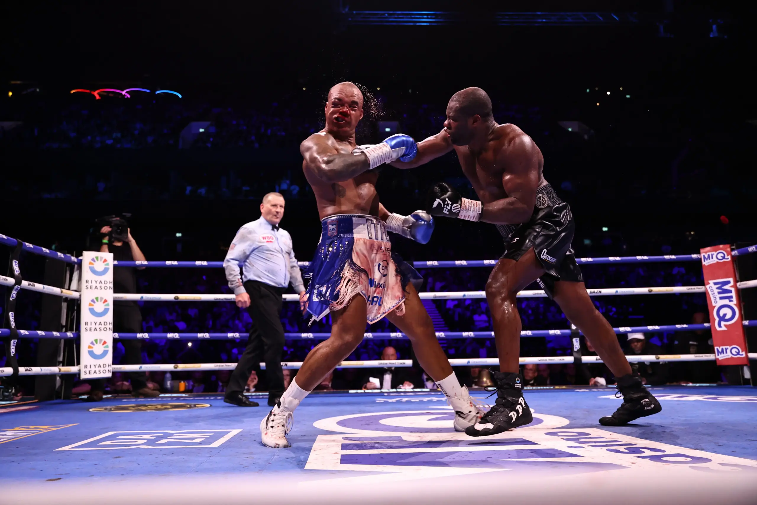 Daniel Dubois lands huge punch on Fabio Wardley during their May 9 heavyweight world title fight