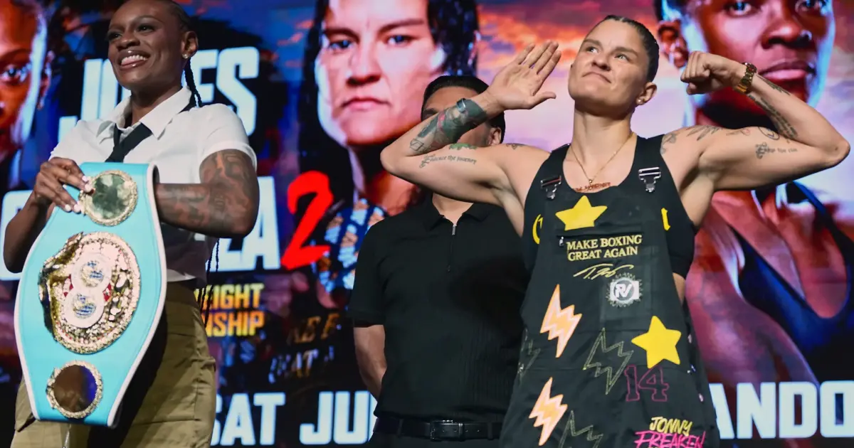 Oshae Jones and Elia Carranza face the cameras at their press conference