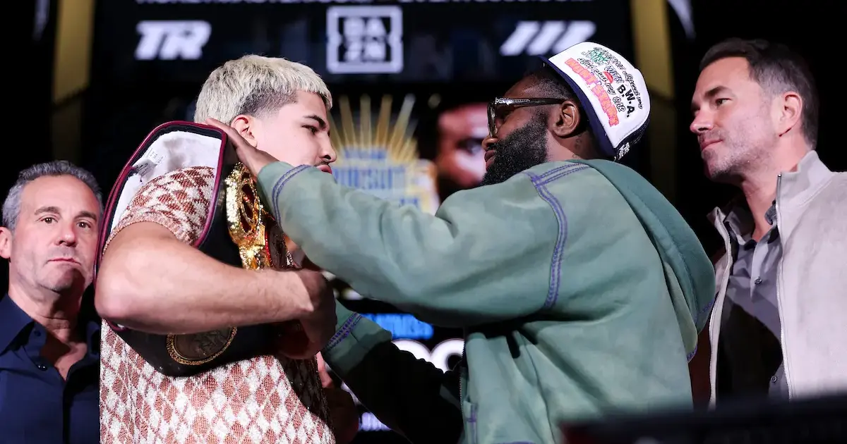 Xander Zayas vs Jaron 'Boots' Ennis: Xander Zayas and Jaron Ennis face off at their press conference
