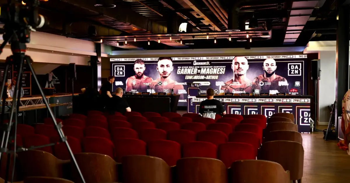 Press conference setting for Ryan Garner vs. Michael Magnesi