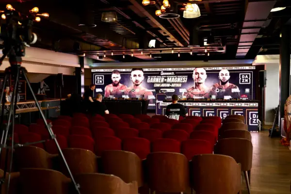 Press conference setting for Ryan Garner vs. Michael Magnesi