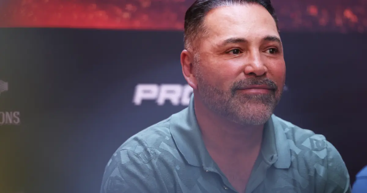 Oscar De La Hoya at press conference for William Zepeda vs Lamont Roach Jr