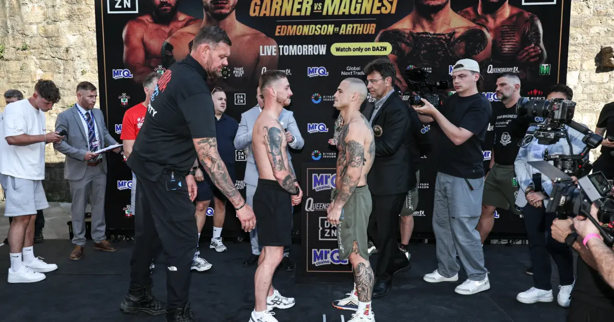 Ryan Garner vs Michael Magnesi final face off at weigh in