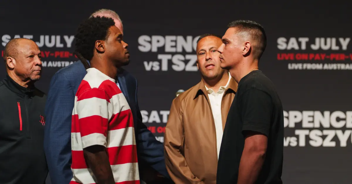 Errol Spence Jr and Tim Tszyu face off at launch press conference