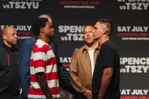 Tim Tszyu vs Errol Spence Jr: Errol Spence Jr and Tim Tszyu face off at launch press conference