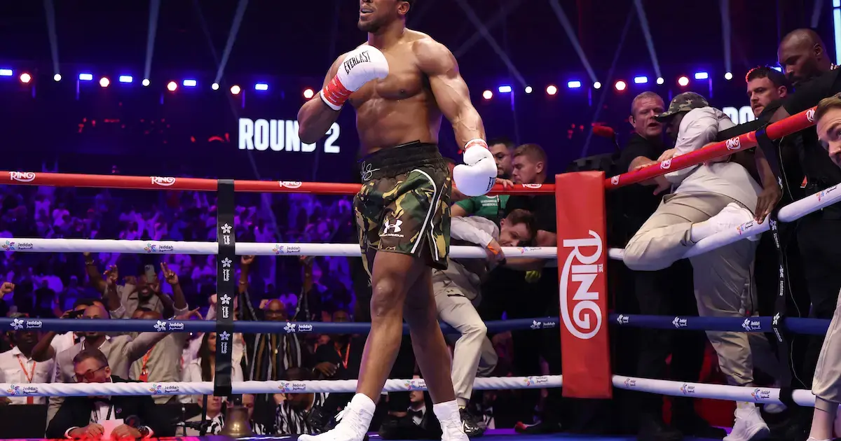 Anthony Joshua after knocking out Kristian Prenga