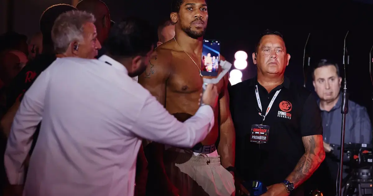 Anthony Joshua before weigh in for Kristian Prenga fight