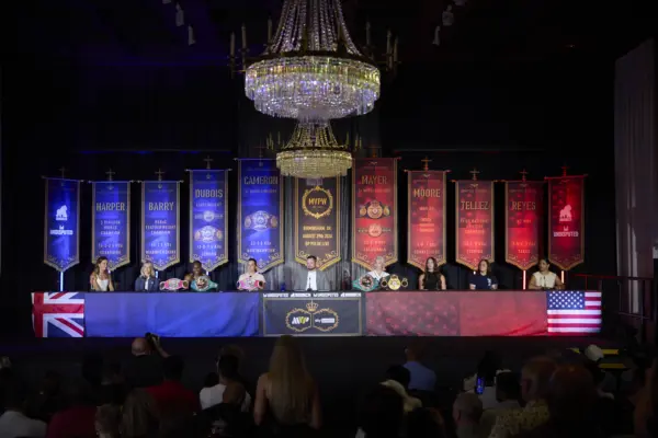 All fighters from the main card at Mikaela Mayer vs Chantelle Cameron launch presser