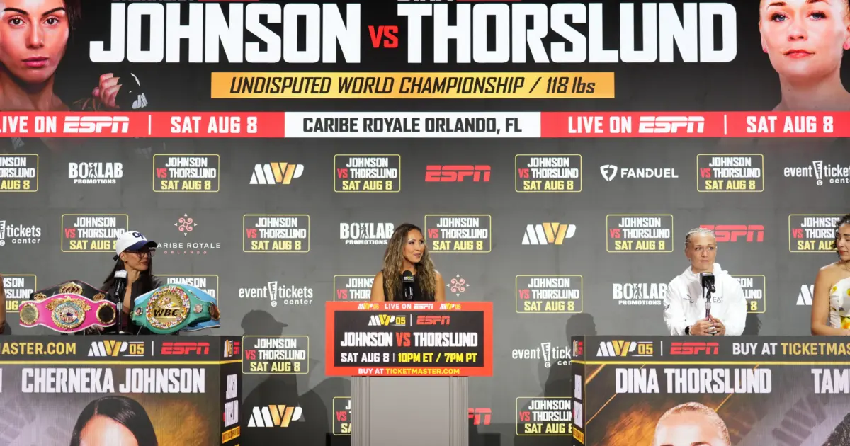 Press conference for Cherneka Johnson vs. Dina Thorslund