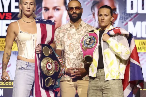 Mikaela Mayer and Chantelle Cameron pose for the cameras