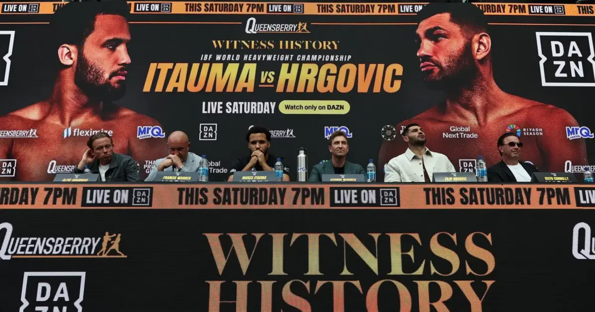 Moses Itauma and Filip Hrgović at their press conference