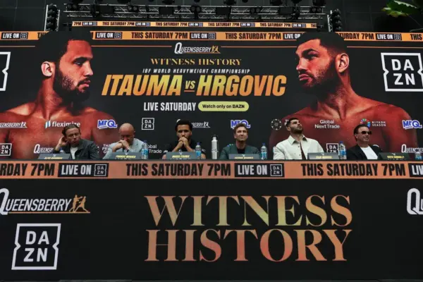 Moses Itauma and Filip Hrgović at their press conference