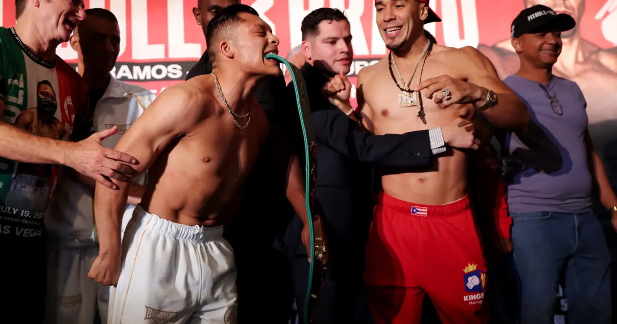 Isaac Cruz and Nestor Bravo at their weigh-in