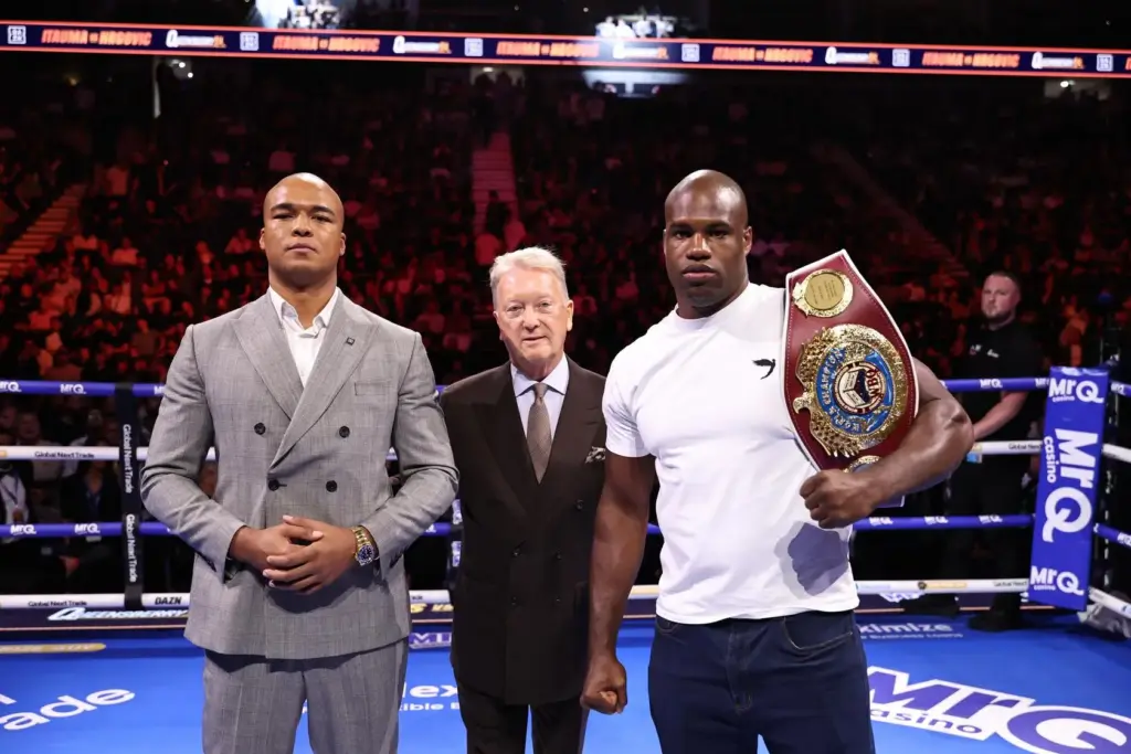 Daniel Dubois vs Fabio Wardley 2: Fabio Wardley and Daniel Dubois with Frank Warren announcing rematch