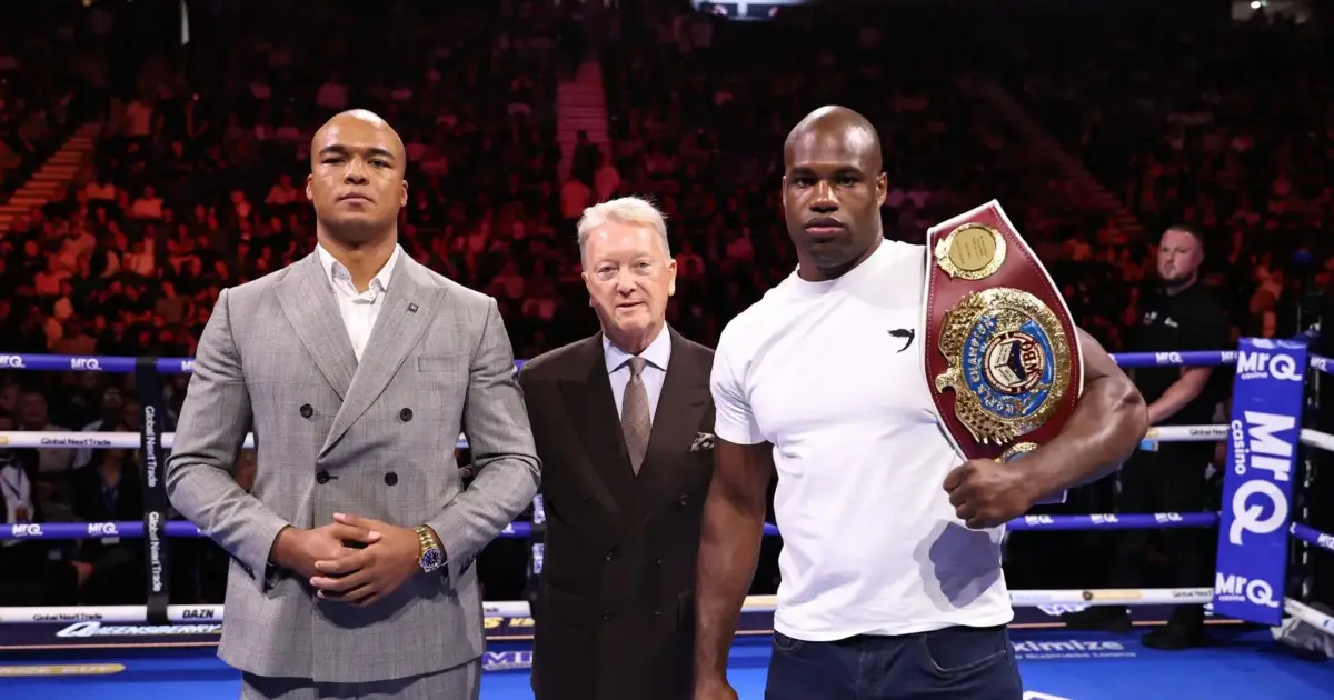 Daniel Dubois vs Fabio Wardley 2: Fabio Wardley and Daniel Dubois with Frank Warren announcing rematch