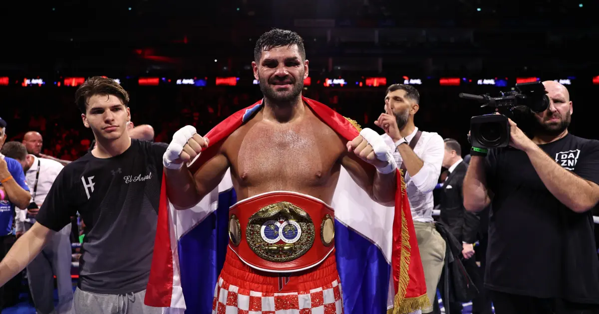 Filip Hrgovic with IBF heavyweight title after beating Moses Itauma