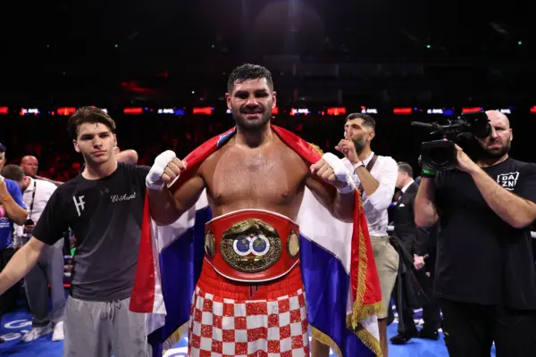 Filip Hrgovic with IBF heavyweight title after beating Moses Itauma