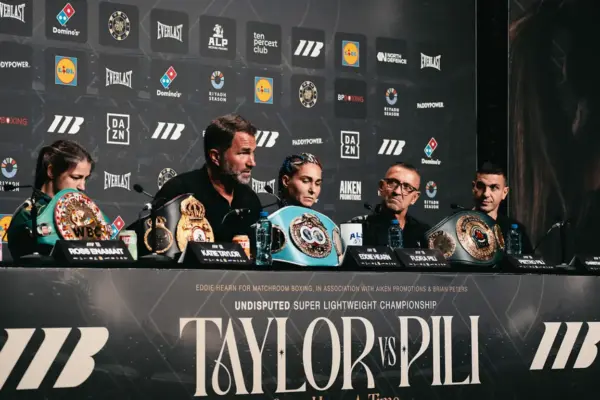 Katie Taylor and Flora Pili at their press conference