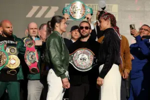 Katie Taylor and Flora Pili face off