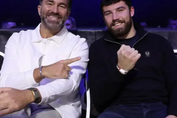 John Hedges vs Pat Brown: Eddie Hearn at ringside with Pat Brown