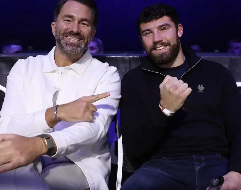 John Hedges vs Pat Brown: Eddie Hearn at ringside with Pat Brown