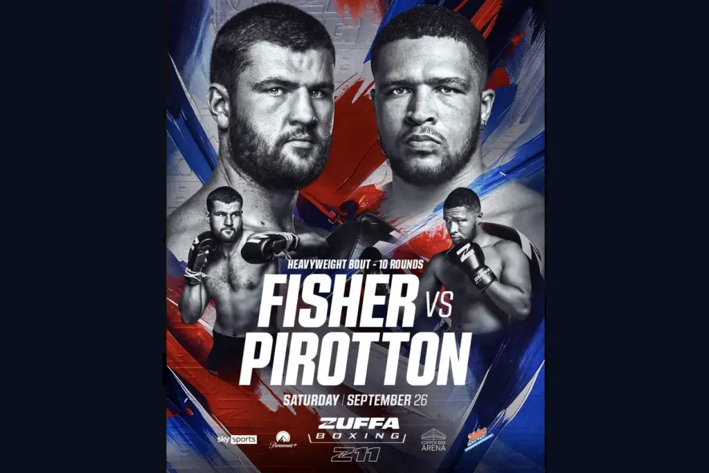 Johnny Fisher vs Michael Pirotton fight poster for September 26 heavyweight bout