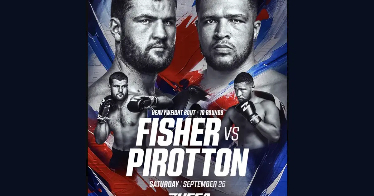 Johnny Fisher vs Michael Pirotton fight poster for September 26 heavyweight bout