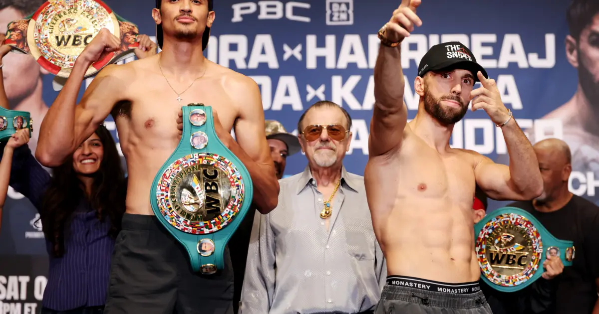 Sebastian Fundora and Ermal Hadribeaj pose for the cameras